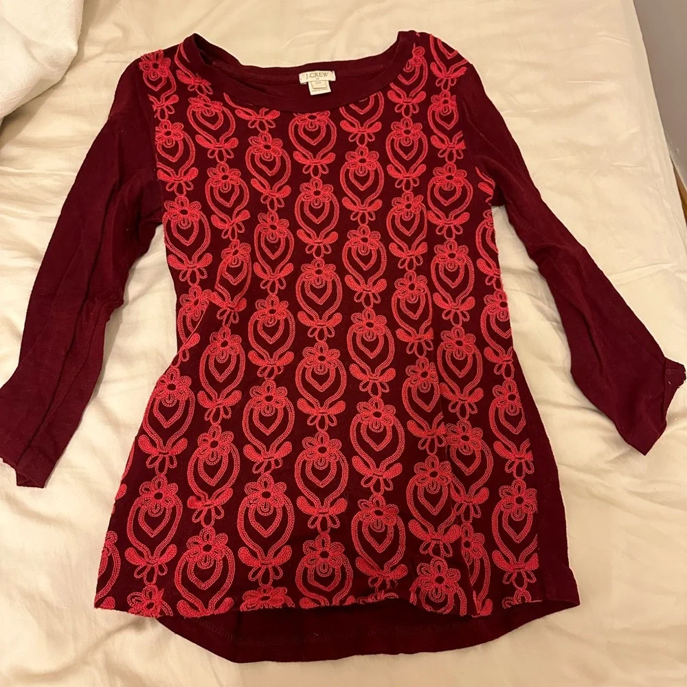 J.Crew Red Lace Decal Shirt